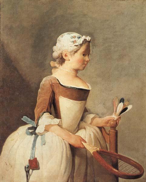 jean-Baptiste-Simeon Chardin Young Girl with a Shuttlecock oil painting image